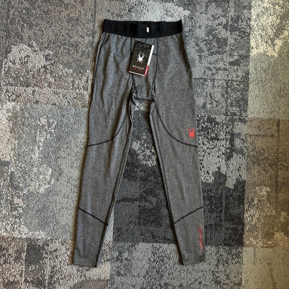 NEW Spyder Active Gray Colorblock Quick Dry Leggings Men's Size Small - Picture 1 of 6